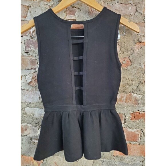 Bebe Black Knit Top Womens Sz XS Shirt Peek A Boo Back - Picture 2 of 3